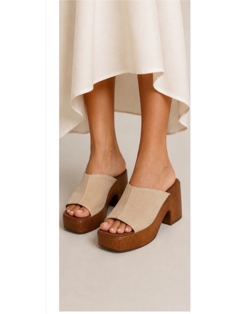 House of Harlow 1960 Griffin Ivory Platform Mule Heels